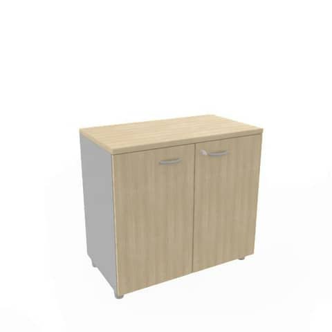Armadio basso altezza scrivania ante rovere scocca antracite 80x45xH.73 cm Practika Quadrifoglio – ECEB80B-RK-TA-RK