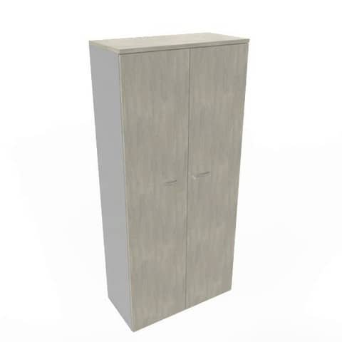 Armadio alto con ante battenti cemento scocca trama antracite 90x45xH.200 cm Practika Quadrifoglio – ECES90S-CL-TA-CL