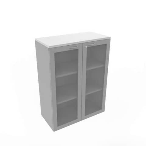 Armadio medio ante vetro telaio MDF, top grigio scocca trama antracite 90x45xH.123,2 cm – ECEM90T-GR-TA-V3