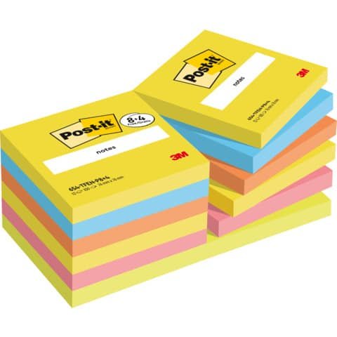 Promo pack 8+4 Post-it® standard 654 colori assortiti TFEN e BEACHSIDE – 76×76 mm – 7100259664