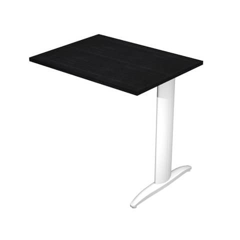 Allungo diretto con fianco metal a T 80x60xH.72 cm nero venato frassino Presto gamba bianco opaco 9010 –
