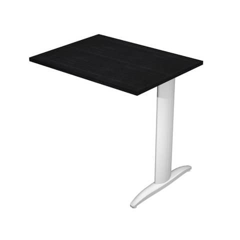 Allungo diretto con fianco metal a T 80x60xH.72 cm nero venato frassino Presto gamba grigio alluminio 9006 –