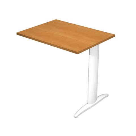 Allungo diretto con fianco metal a T 80x60xH.72 cm noce chiaro Presto gamba bianco opaco 9010 – ALL-PRM-4-AN
