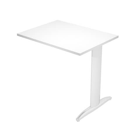 Allungo diretto con fianco metal a T 80x60xH.72 cm bianco Presto gamba verniciata effetto cromato –