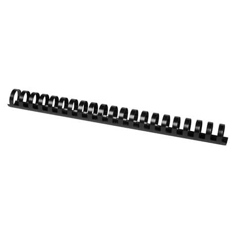 Dorsi a spirale in PVC per rilegatura Q-Connect A4 – 21 anelli 25 mm – fino a 190 ff nero – conf. 50 pz – KF32118