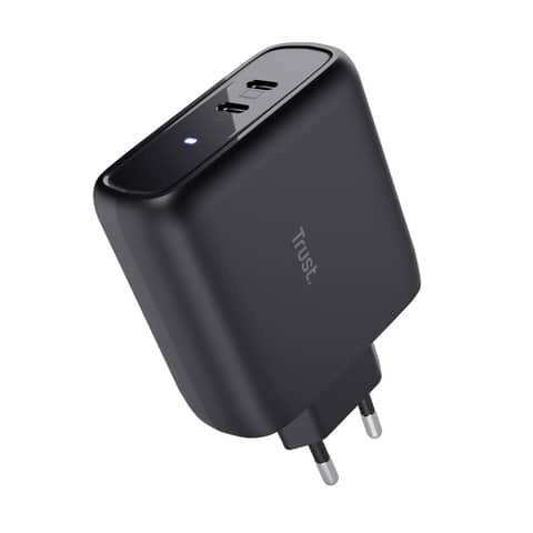 Alimentatore 2 porte USB-C 65W Trust Maxo – colore nero – 25380