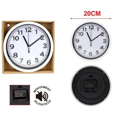 Orologio da parete Emi fondo bianco numeri neri Ø 20 cm – 8500330