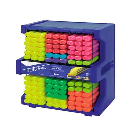 Espositore modulare 108 evidenziatori Tratto Video – colori assortiti – F893900