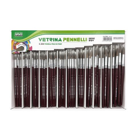 Espositore 228 pennelli in pelo di pony Lebez – punte assortite da 1  a 12 – 1984L