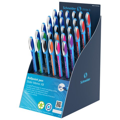 Espositore 30 penne a sfera Schneider Slider Memo XB – 7 colori assortiti – P304042