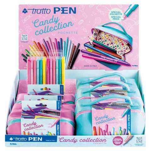 Espositore 12 pochette penne a punta sintetica Tratto Pen Candy collection – F813700