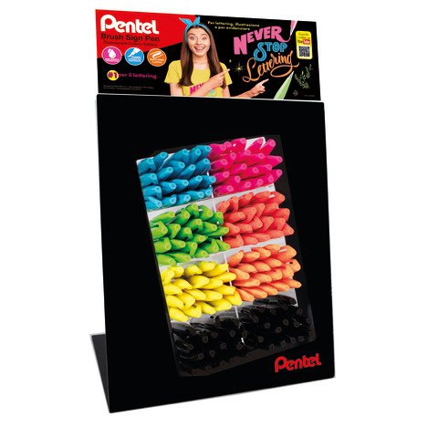 Espositore da banco 80 pennarelli Pentel brush sign pen – colori assortiti 0022425