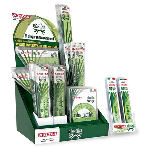 Espositore 61 articoli assortiti  Arda Elastika – righe, goniometri, squadre – EL4766P