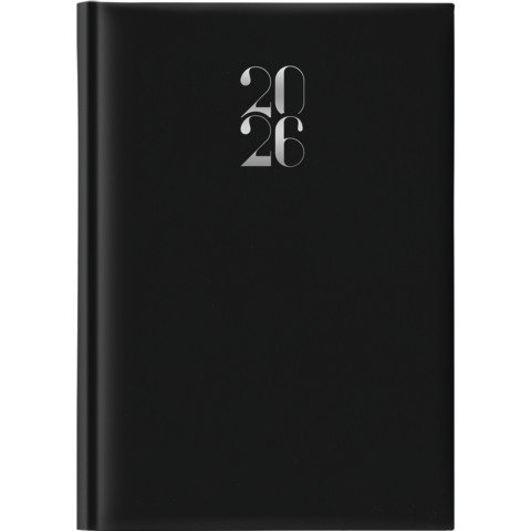 Agenda 2026 giornaliera quadretti gommato 14,5×20,5 cm nero 26-064200406C