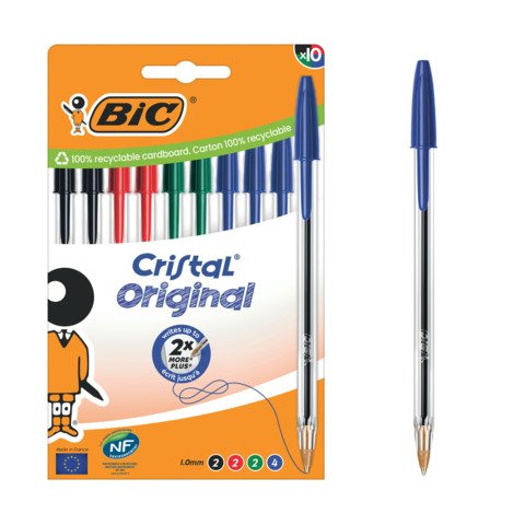 Penna a sfera BIC Cristal Original 1 mm colori assortiti – conf. 10 pz – 516354