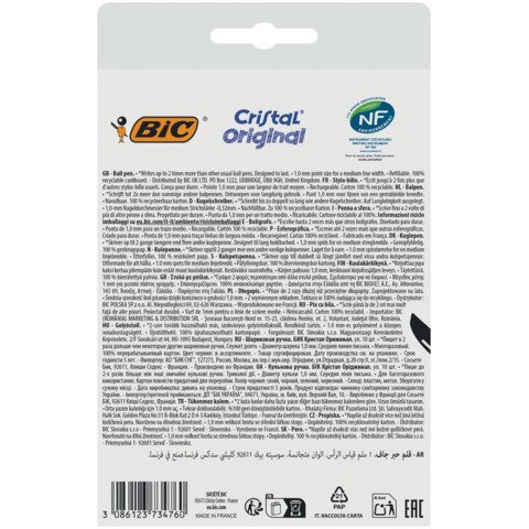Penna a sfera BIC Cristal Original 1 mm colori assortiti – conf. 10 pz – 516354