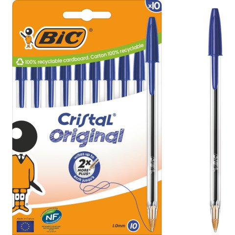 Penna a sfera BIC Cristal Original 1 mm blu – conf. 10 pz – 516352