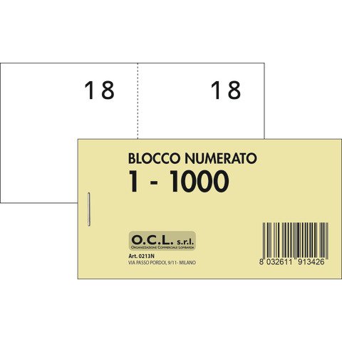 Blocchi lotteria Madre/Figlia O.C.L. – serie numerata da 1 a 1000 bianco – conf. 10 pezzi – 0213N