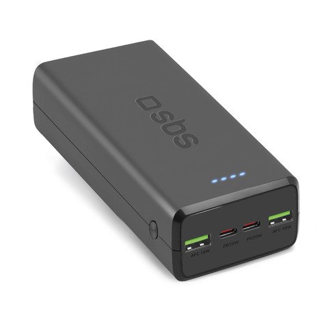 Powerbank SBS 30.000mAh 2xUSB AFC 18W + 2xType-C PD20W – nero TTBB30000PD20K