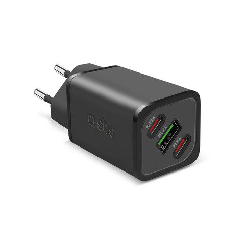 Caricatore da parete SBS GaN 1xType-C 100W Ultra Fast PD + 1x Type-C 65W Ultra Fast PD + 1xUSB AFC 36W – bianco