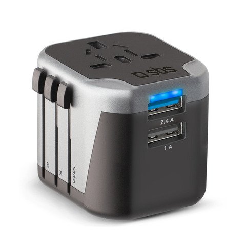 Adattatore universale per prese estere SBS 2 USB 2.1 A – nero TEADAPT2USBUNI