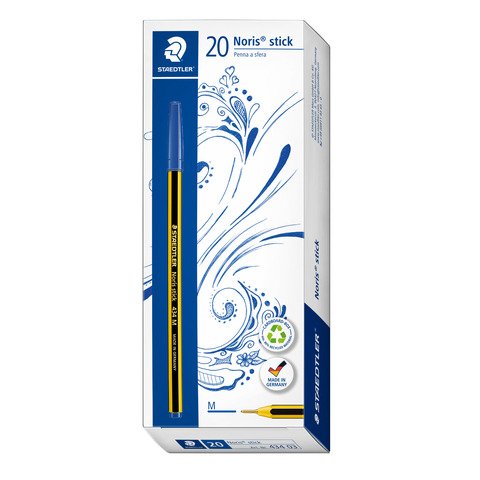 Penna a sfera Staedtler Noris Stick 434 punta F blu – conf. 20 pz – 434 03 F -15