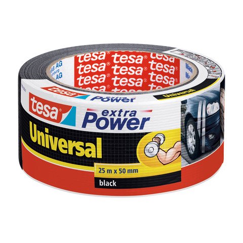 Nastro adesivo in tela Tesa Extra Power Universal nero – 25 m x 50 mm 56388-00001-07