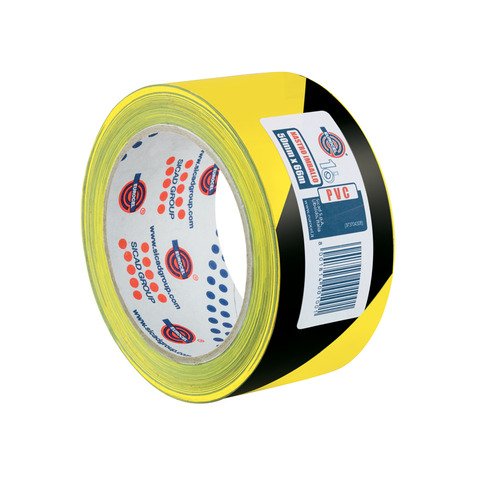 Nastro di sicurezza Eurocel nero/giallo in PVC – 50 mm x 66 m – 1000000398
