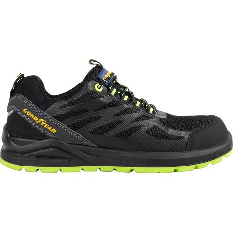 Scarpe antinfortunistiche Goodyear in tomaia KPU e mesh GY BLACKBAT S1P nero-verde TG.41 – 729641