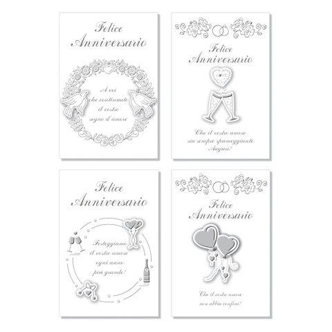 Biglietti anniversario Saemec conf. 12 pz Graphic 3D SC70976