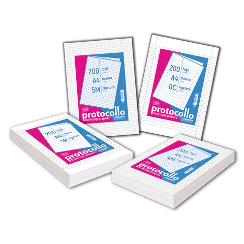 Fogli protocollo Blasetti A4 60 g/m² – rigatura 2 colonne – risma da 200 fogli – 1284