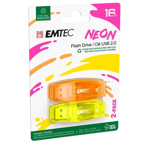 USB 2.0 Emtec C410 P2 Neon 16 GB – ECMMD16GC410P2NEO