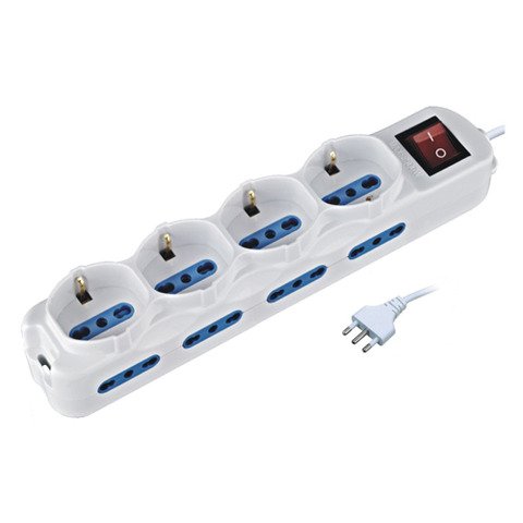 Multipresa 12 posizioni 16A bianca MKC con interruttore 492518078