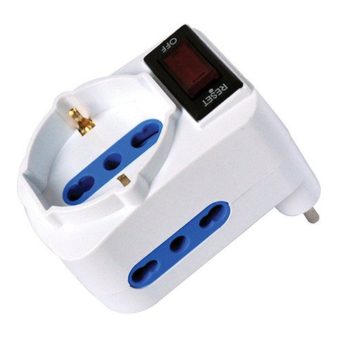 Adattatore di rete spina 10A 2 prese 10/16A bipasso + 1 presa schuko/bipasso MKC bianco – 492519356