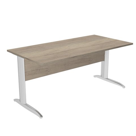 Scrivania piano rovere canadese gamba a L in metallo effetto cromo Presto 160x80xH.72 cm – 003K2/J/AR