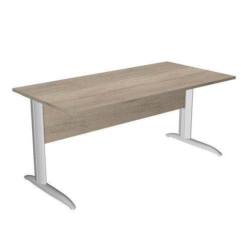 Scrivania piano rovere canadese gamba a L in metallo grigio alluminio Presto 160x80xH.72 cm – 003K2/J/AA