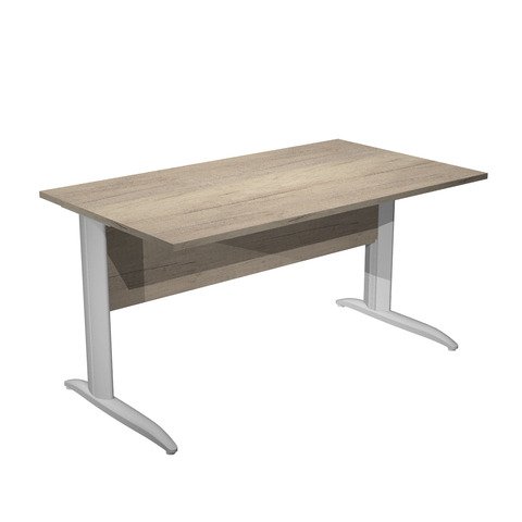 Scrivania piano rovere canadese gamba a L in metallo grigio alluminio Presto 140x80xH.72 cm – 002K2/J/AA