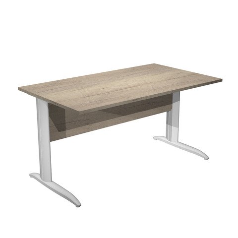 Scrivania piano rovere canadese gamba a L in metallo bianco Presto 140x80xH.72 cm – 002K2/J/AN