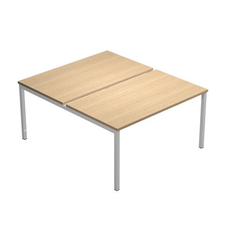 Scrivania Bench doppia Presto Venere Plus Artexport – piano rovere gamba a ponte in metallo grigio 140x164x72,5 cm