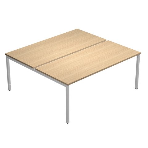 Scrivania Bench doppia Presto Venere Plus Artexport – piano rovere gamba a ponte in metallo grigio 180x164x72,5 cm