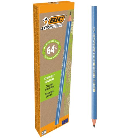Matite in grafite HB a fusto triangolare BIC Evolution Triangle in conf. 12 pezzi assortiti – 964845