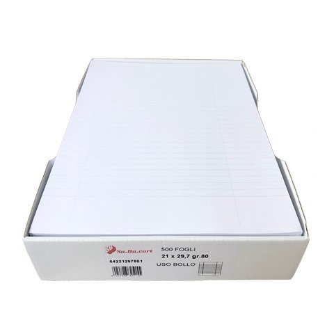 Carta uso bollo A4 Sabacart 80 g/m² – 1 rigo con margine – risma da 500 fogli 64221297801