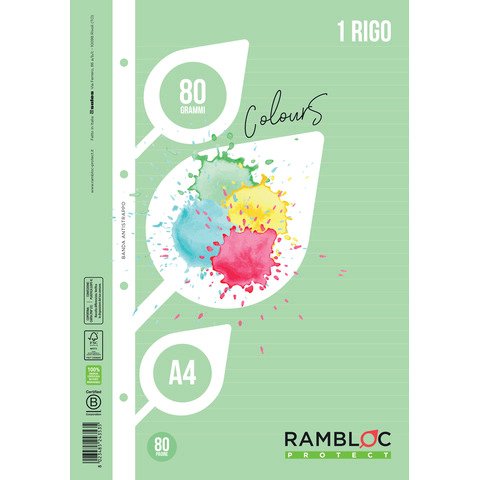 Ricambio rinforzato quaderni ad anelli Rambloc Formato A4 colore verde – 1 rigo 90524353