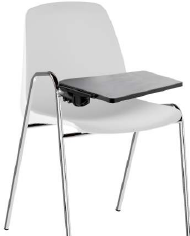 Set 5 sedute nera su telaio cromato, con tavoletta