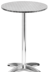 Tavolo tondo in alluminio ed acciaio diam 60 x H. 110