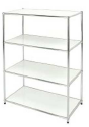 Libreria cromata con 4 ripiani bianchi  40x80x120