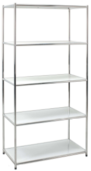 Libreria cromata con 5 ripiani bianchi  40x80x160