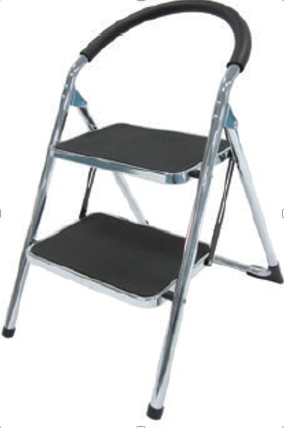 Scala in acciaio cromato, 2 gradini