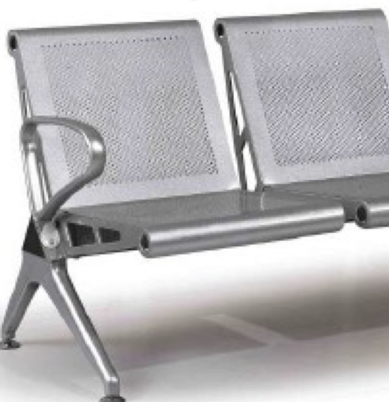 Panca 5 posti in acciaio forato grigio