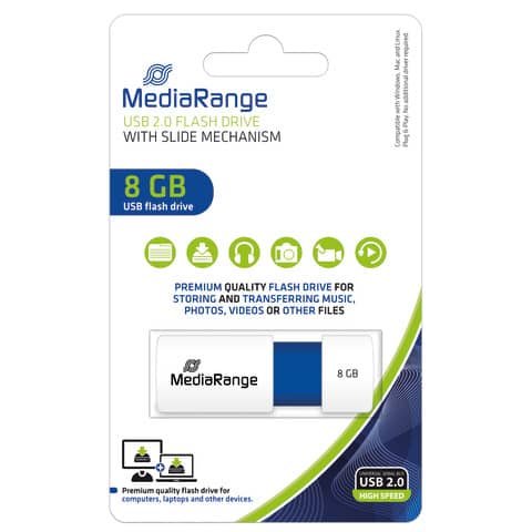 Chiavetta USB 2.0 – 8 Gb Media Range blu  MR971